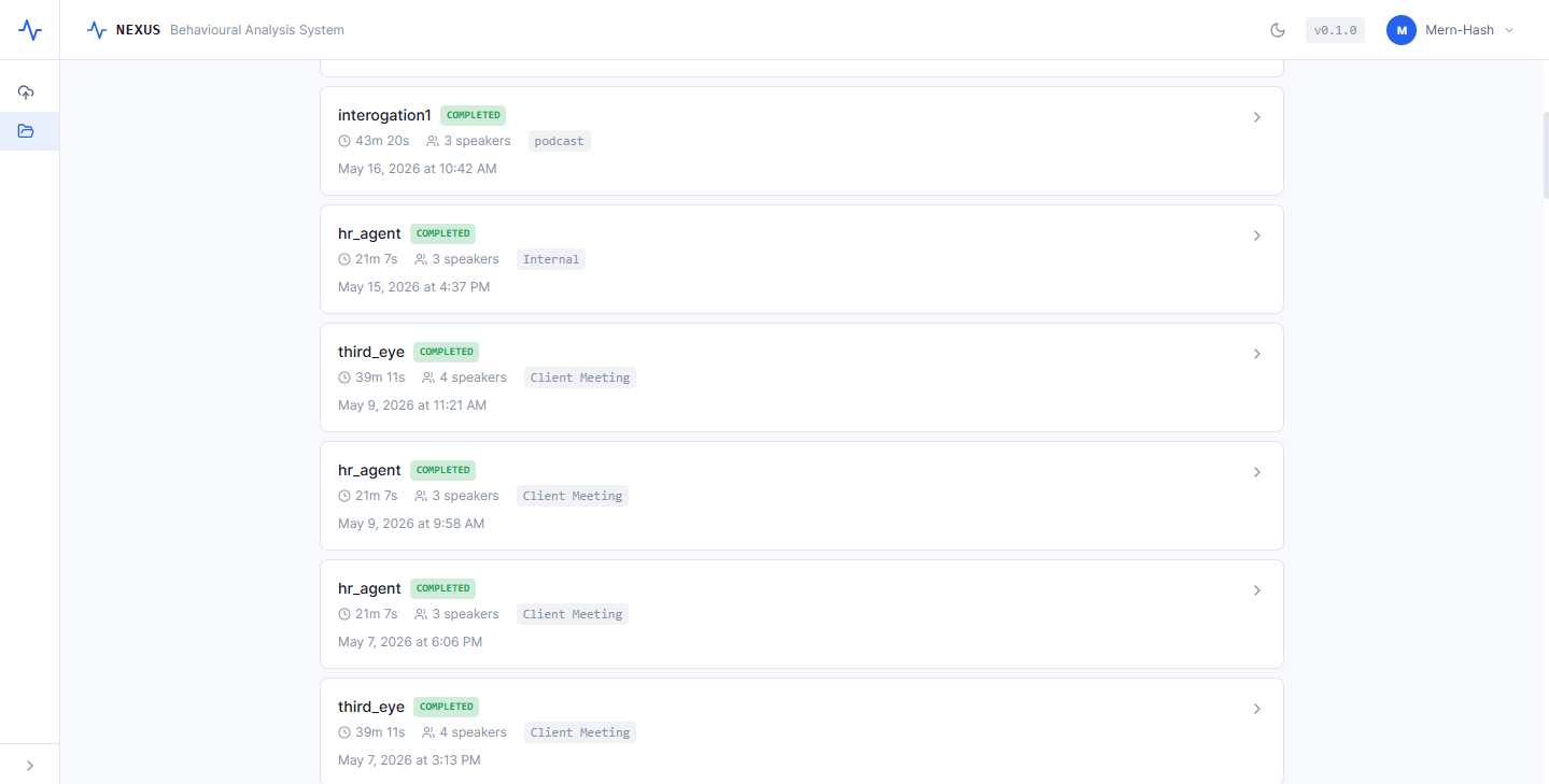 NEXUS speaker profiles and searchable transcript