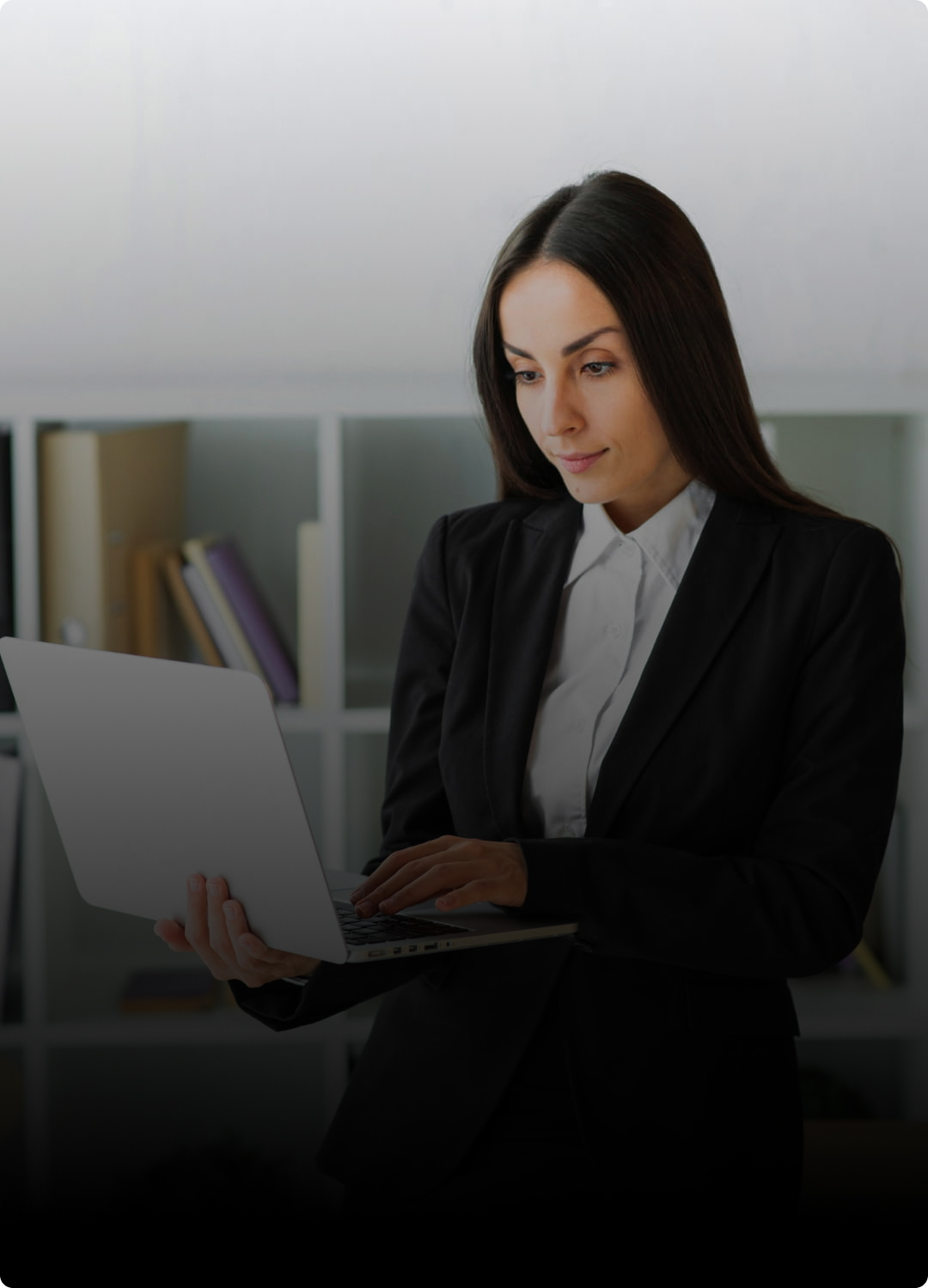 AI consultant analyzing business data on a laptop