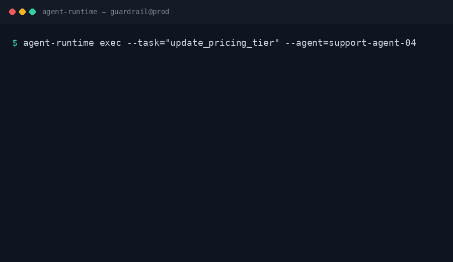 Screencast demonstrating an autonomous ai agent security guardrail intercepting an unauthorized tool call in real time.